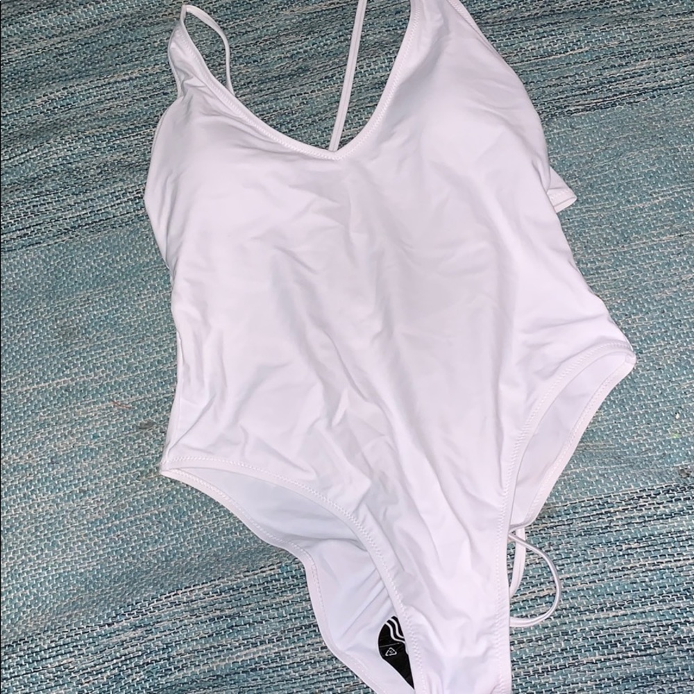 White one piece bathing suit